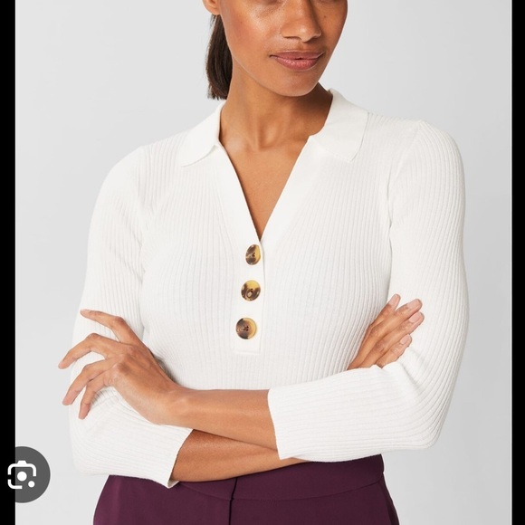 HOBBS London | Edie Knitted Shirt | White | Women's Size Large - Picture 1 of 12